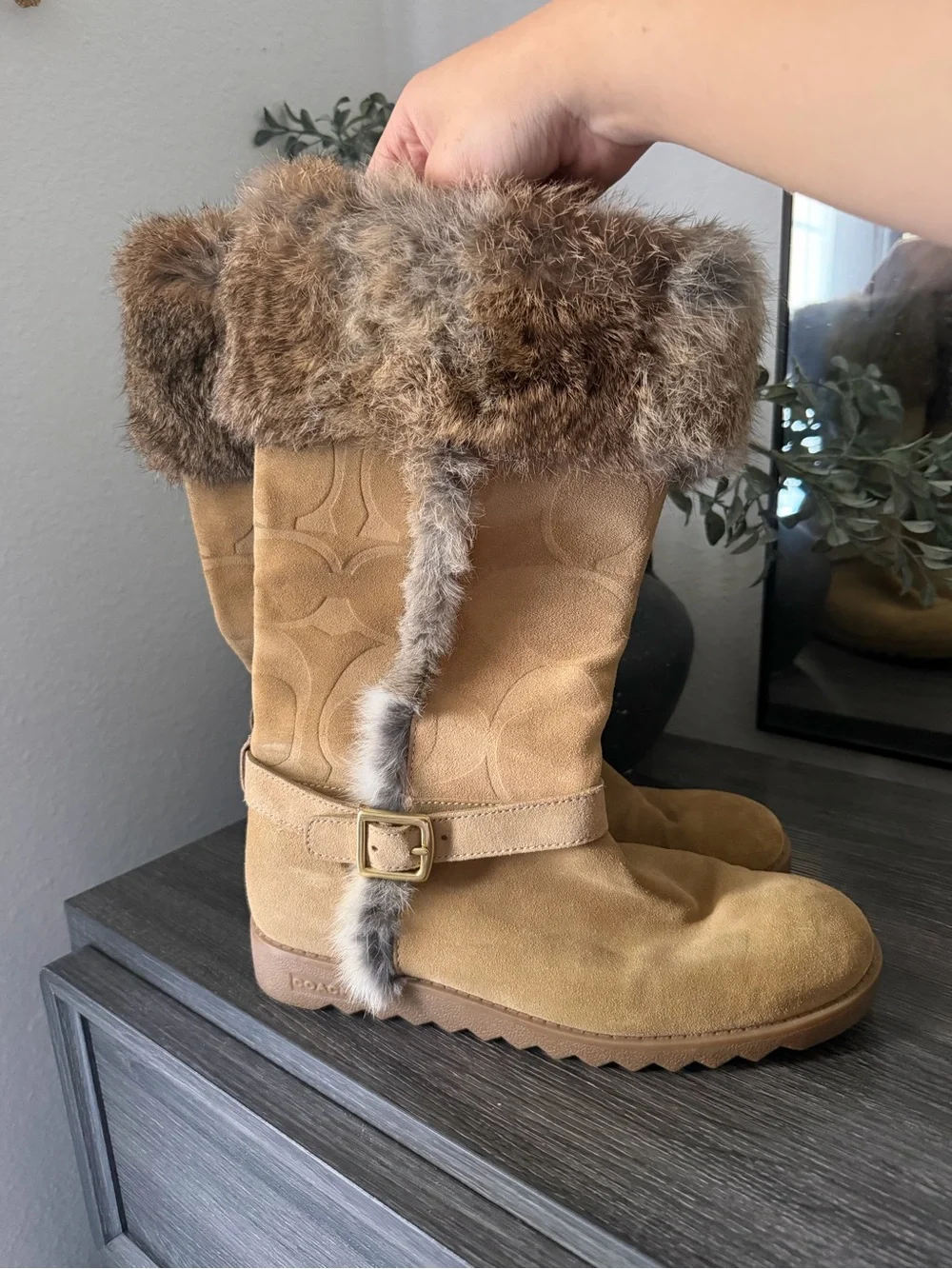 Coach Deeann Fur Trim Boots